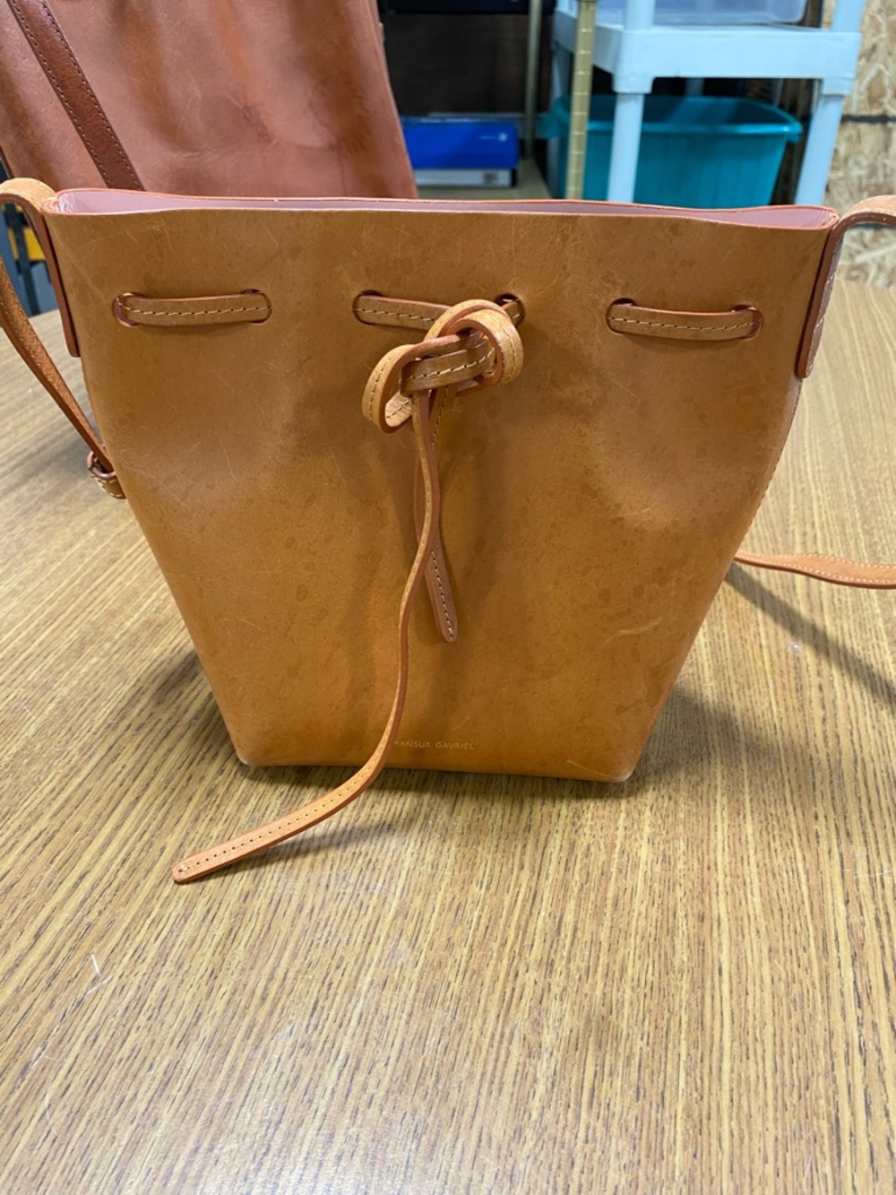 Mansur Gavriel Calfskin Mini Bucket Bag Sun - Picture 3 of 16